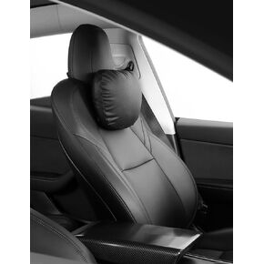 TPARTS Leather Headrest Neck Pillow for Tesla Model Y/X/3/S, Tesla Model 3 Accessories, Tesla Model Y Accessories, Car Neck Pillow for Traveling (1pc Black)
