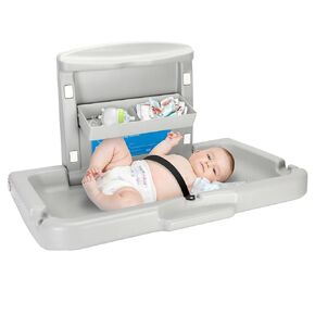 Commercial Baby Changing Station Diaper Wall Mount, Foldable Baby Change Station/Diaper Adopt HDPE Safe Materials for Baby, 60lb Wall-Mounted Baby Changing Station Table with Storage Box