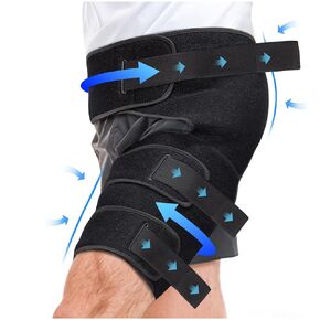 Adjustable Hip & Thigh Brace for Sciatica Pain Relief - Groin & Hamstring Medical Compression Sleeve Stabilizer for Men and Women, Buttock Support Wrap with Six Nylon Buckle Pressure Strips