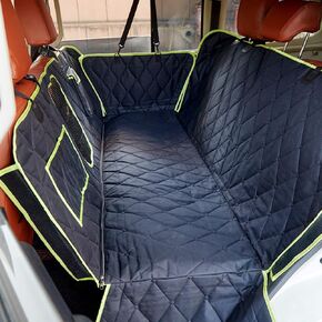Dog Car Seat Cover for Back Seat, The Hammock for Cars and SUVs, Waterproof, Non Slip, Heavy Duty Pet Backseat Protection for Car (Black-Green)