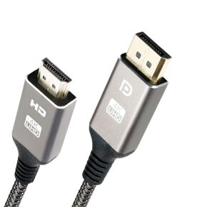 DisplayPort to HDMI Cable, Nylon Braided Uni-Directional 4K UHD HD High-Speed DP to HDMI Cable, Compatible with DisplayPort Computer Laptop, 6.6 ft, Dark Grey