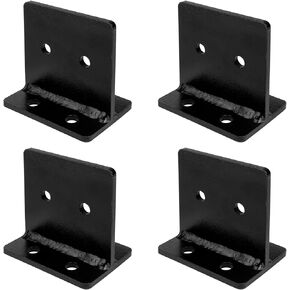 4 Pcs Black Concealed Post Base for 4x4 Post, 5mm Thickness Carbon Steel Concealed Joist Bracket Beam Hanger Post Anchor Base, Size:3½x2⅜ inches