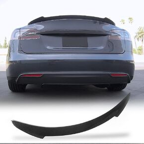 Model S Carbon Fiber Spoiler for Tesla Model S 2012-2023 Rear Trunk Boot Lid Spoiler Trunk Wing(Glossy Black)