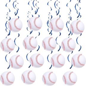 Yexiya 24 Pieces 7.9 Inch Baseball Party Decorations Baseball Hanging Swirls Baseball Party Supplies Sports Whirls for Baseball Bowl Game Day Baseball Fans Club Birthday Themed Home Decorations