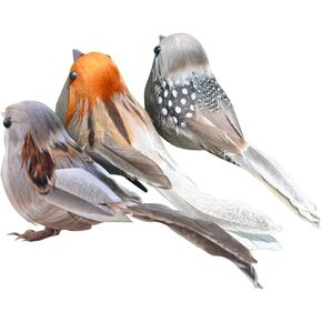 UPKOCH Fake Birds Artificial Birds with Clip Simulated Bird Adornment Ornament Birds Crafts Tree Home Outdoor Decorations, Pack of 3 Decorative Bird Prop