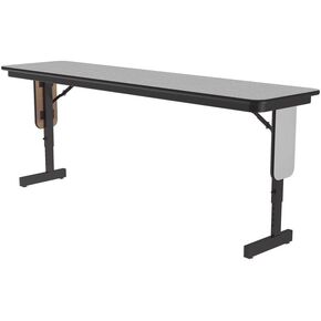 طاولة كوريل للتدريب أو الفصول الدراسية قابلة للطي مقاس 18 بوصة × 96 بوصة، ارتفاع قابل للتعديل (22 بوصة - 30 بوصة) صفائح حرارية من الجرانيت الأسود، إطار فولاذي أسود، صنع في الولايات المتحدة الأمريكية، مقاعد 4 in Kuwait