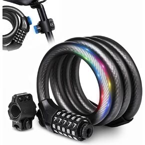 Bike Lock Cable, Up to 15mm Thicker Steel Cable, High Security 5-Digit Resettable Combination Bicycle Lock Anti-Theft, Scooter Lock with Mounting Bracket for Bikes and Scooters