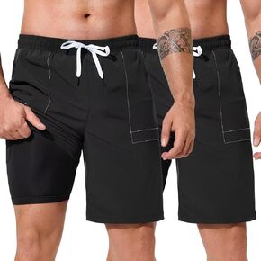 SILKWORLD Men's 2 Pack Athletic Running Workout Shorts 9" Quick Dry Sports Gym Shorts with Zipper Pockets