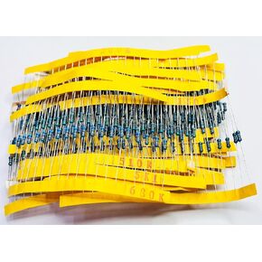 Resistor Kit for Arduino, ESP32, ESP8266, Raspberry Pi, 30 Values 10 Ohm to 1M Ohm, 600pcs, 1/4W Metal Film