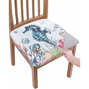 Stretch Dining Chair Seat Covers Set of 4, Removable Washable Farmhouse Chair Covers Seat Slipcovers, Vintage Wood Grain Pet Footprints Chair Protector Dust-proof Chair Cover Seat for Kitchen Decor