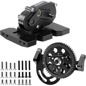 GLOBACT 30% OD Transmissions Set Forward Motor Mount Set with Delrin Spur Gear for Axial SCX10 Capra 1/10 RC Crawler LCG Chassis Upgrades (Black)