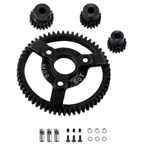 Metal Spur Gear 32P 50T Transmission Gears with 16T/18T/20T Pinions Gear Sets Upgrades Part for 1/10 Slash 2wd,Rustler,Stampede,RC Car,Black