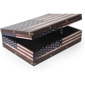 DreamsEden Wooden American Flag Storage Box, Vintage Treasure Box with Latch Decorative Jewelry Keepsake Boxes for Gifts Home Decorations