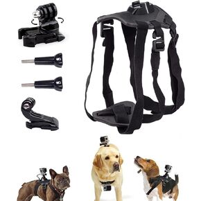 Dog Harness Mount for Gopro, Soft and Adjustable Dog Vest with 360 Degree Mouting Base and J Hook Buckle Mount, Pet Chest and Back Fixation for Gopro Hero All Models, for Small Medium Large Dogs