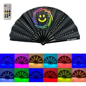 SATUMIKO Rave Fan Large Size Bamboo Fans and Nylon-Cloth Folding Hand Fan Festival Fan Dance Fan Festival Accessories… (Black Fans)
