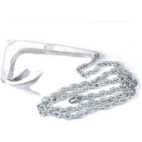 Claw Anchors for Pontoon Boat Anchor Kit Galvanized 8 lb with Stainless Steel Chain Shackles 1/4 inch (Silver, 8lb)