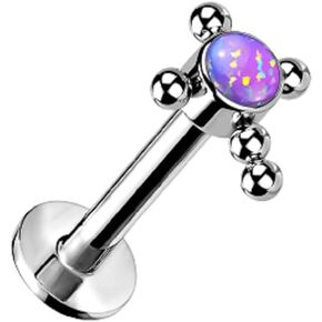 Pierced Owl - 18GA G23 Implant Grade Titanium Gem Centered Ball Cross Threadless Push In Stud