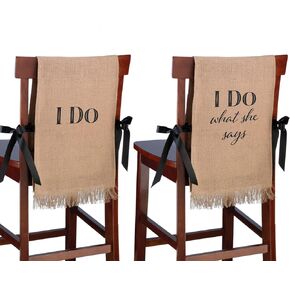 Lillian Rose One Her Only Rustic Burlap Wedding Chair Decor, 40" x 0.1" x 11.25, Brown