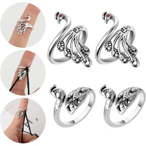 Peacock Crochet Tension Ring,Mabor 4pcs Ajustable Crochet Rings for Fingers,Crocheting Accessories and Gadgets,Craft Supplies Yarn Tension Rings for Crochet Gifts for Mother Wife Thanksgiving