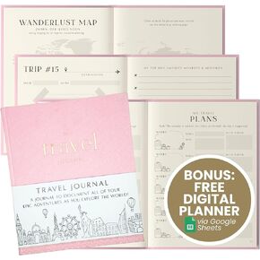 Inspired Ink Travel Journal for Women and Men Travel Bucket List Journal 210 Pages Traveler Adventure Notebook – Itinerary Planner Organizer & Traveling Memory Diary Memorial Gift for Travelers - Sand