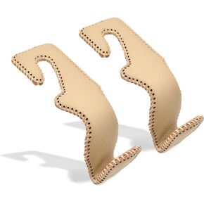 MECHCOS Car Seat Headrest Hooks for Car Back Seat Organizer Hanger Storage Hook Holder for Car SUV Organization Purse Shopping Groceries Bag Handbag, Beige, 2 Pack