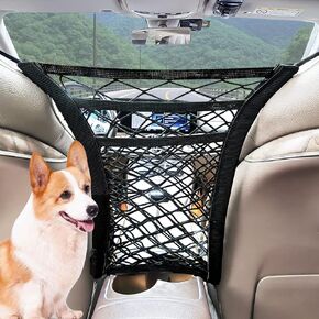 3-Layer Car Mesh Organizer, Seat Back Net Bag, Stretchable Car Mesh Organizer Pocket for Purse Between Front Seats,Car Net Pocket Storage Bag Handbag Holder