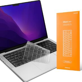 UPPERCASE GhostCover® Premium Ultra Thin Keyboard Cover Protector, Compatible with 2021 2022 M1 Pro/Max MacBook Pro 14" 16" (A2442 A2485) and 2022 M2 MacBook Air 13" (A2681), EU (ISO) Layout, Clear