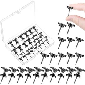 Metal Push Pins, 35 Pieces Large Double Headed Picture Hanging Nails and Black Thumb Tacks for Wall Cork Board Poster Hanging, Wall Pins Wall Tacks for Office Home Decor