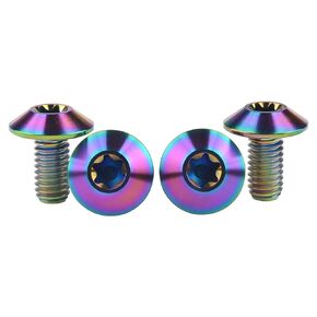 Wanyifa Titanium M5 M6x12 15 20mm Button Torx Head Bolt Screw for Bicycle Motorcycle Pack of 4 (M6x15mm, Ranibow)