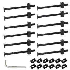 M6 x 90mm Hex Drive Socket Furniture Barrel Screws Bolt Nuts Furniture Crib Baby Bed Bolt with Wrench(Silver, 12 Pcs)