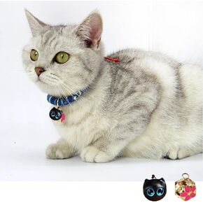 Cat Collar with Bell,Safety Puppy Collars,Floral Pattern,Japanese Chirimen Kimono Kitten Collars,with Removable Wood Pendant Adjustable Kitty Safety Collars,2 Parts in One Set (Blue)