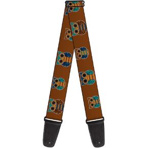 Buckle-Down Guitar Strap Owls Brown Pastel 2 Inches Wide