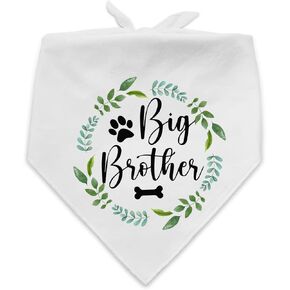NTKIO Funny White Flower Pattern Plaid Cotton Big Brother Pet Dog Bandana, Pet Dog Pregnancy Announcement Gender Reveal Photo Prop Triangle Bibs Accessories for Dog Lovers Owner Gift