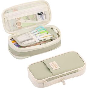 iSuperb Foldable Pencil Case Zipper Big Capacity Aesthetic Canvas Pencil Pouch Pen Bag for Kids Boys Gilrs Student School Supplies Compartments Makeup Bags Stationery Organizers