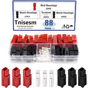 Tnisesm 88Pcs 30AMP Power Pole Connectors, Red Black Quick Disconnect Connect Battery Connector Modular Power Connectors Sets