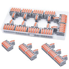 XALXMAW 10Pcs Lever Wire Connectors, 1 in 5 Out DIY Mini Splicing Compact Quick Push-in Electrical Connectors, 24-12 AWG