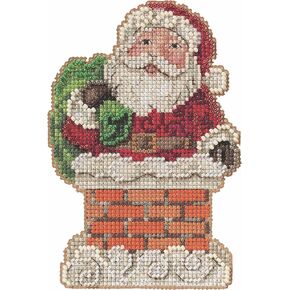 Santa in Chimney Counted Cross Stitch Ornament Kit Mill Hill 2021 Jim Shore JS202112, multi