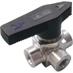 3 way ball valve,T port,1/8" NPT, reduce bore 5mm, stainless steel, water oil gas, no Limit position