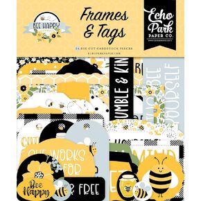 ECHO PARK PAPER COMPANY Frames & Tags, Bee Happy Echo Park Cardstock Ephemera 33/Pkg