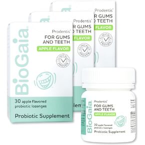 BioGaia Prodentis 3-Pack Bundle | Dental Probiotics for Teeth and Gums | Promotes Good Oral Health & Gut Health Too | Oral Probiotics | Apple-Flavored Lozenges
