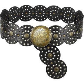 حزام قرصي عريض للنساء من جلامورستار، أحزمة خصر جلدية كونشو، حزام غربي عتيق للفساتين in Kuwait