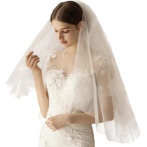 طرحة زفاف AMBRE ADÈLE من التول - طرحة زفاف للعرائس مقاس 32 × 22 بوصة أوف وايت in Kuwait