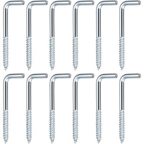 uxcell 12pcs Square Bend Hooks, 33mm/1.3" Carbon Steel Self-Tapping Screw-in Hanger Ceiling Hooks Cup Hook for Indoor and Outdoor