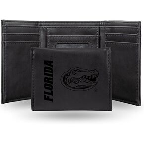 NCAA University of Florida Men’s Tri Fold Black Wallet- Premium 10 Pocket Laser-Engraved Team Logo on Vegan Leather- Minimalist Design, Flip ID Window, Credit Card Holder- Ideal Men’s Gift