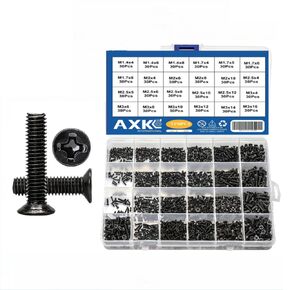 AXK 720pcs Countersunk Flat Head Phillips Small Mini Screw Set M1.4 M1.7 M2 M2.5 M3 Carbon Steel Computer Notebook Laptop Screws Kit
