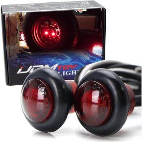 iJDMTOY Pair Rear Mount Spare Tire Lug Nut Insert Red 3rd LED Brake Light Kit Compatible With Jeep Wrangler TJ JK JL