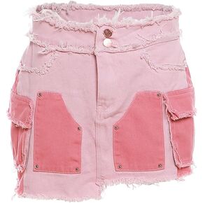 HTHCHENG Womens Lapel Denim Cropped Jacket, Long Sleeve Button Down Patchwork Jacket