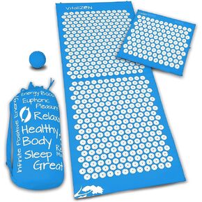 VitaliZEN MeridianQi Full Body Acupressure Mat Set. Includes Carry Bag, Massage Ball & Travel Mat That Can Be Rolled As A Pillow. For Relaxation, Tension, Headaches, Back Pain & Stress Relief & Focus.