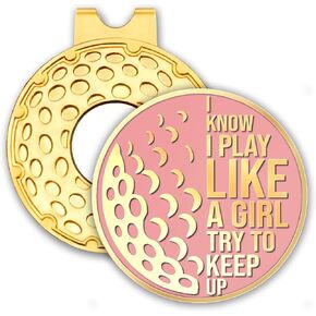 rofiowa Pink Gold Golf Ball Marker with Hat Clip, Funny Golf Accessories for Women Girls Golf Fan Golfer, Novelty Golf Gifts