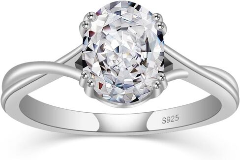 PHNIBIRD خاتم الخطوبة البيضاوي للنساء قطع الثلج المجروش 2.5 قيراط خاتم زركونيا مكعب سوليتير 925 الفضة الاسترليني خاتم الخطوبة in Kuwait